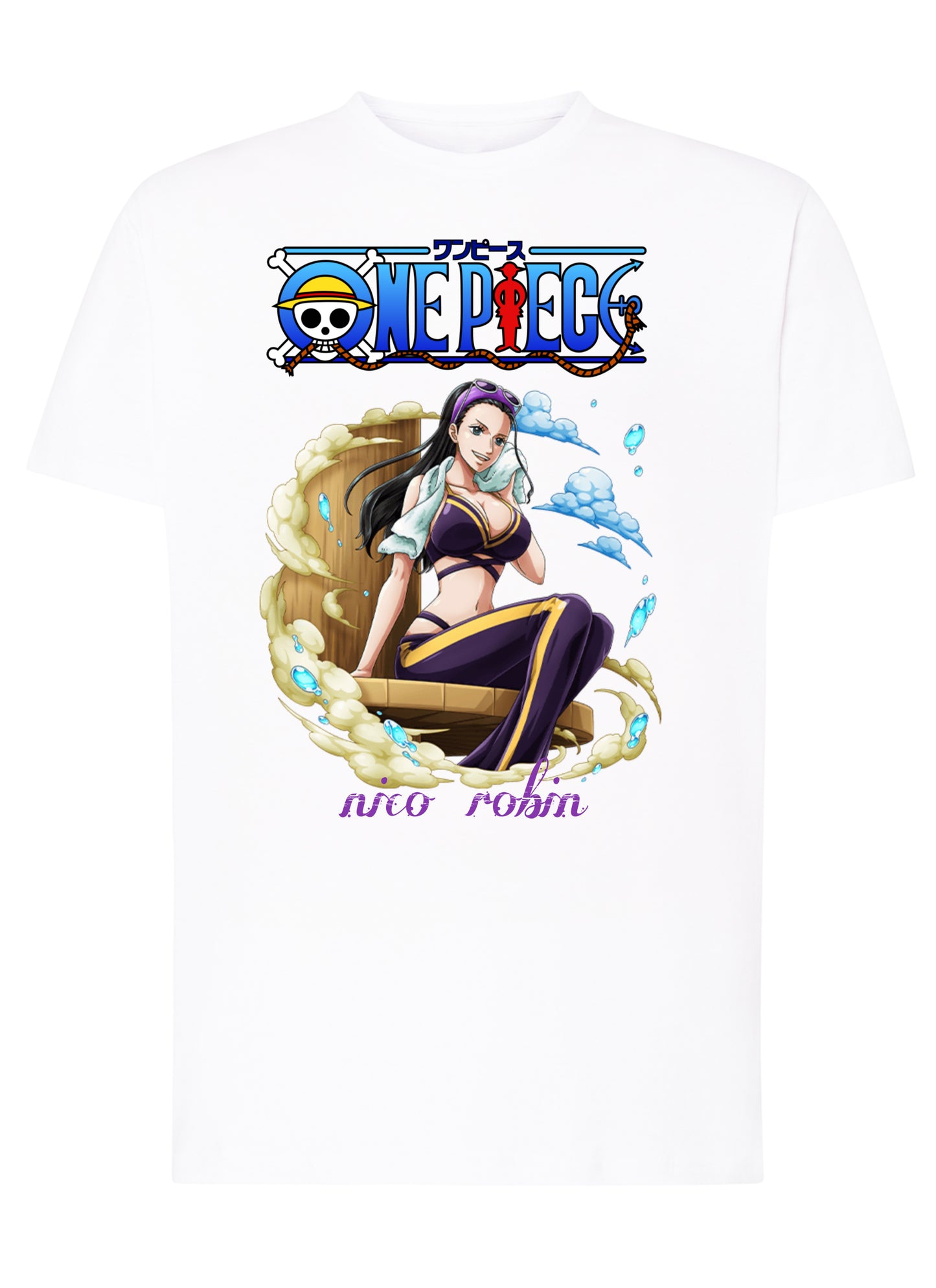 One Piece Nico Robin Manga Anime Fumetti 6018-51 T-shirt Urban Men Uomo 100% Cotone Pettinato JK