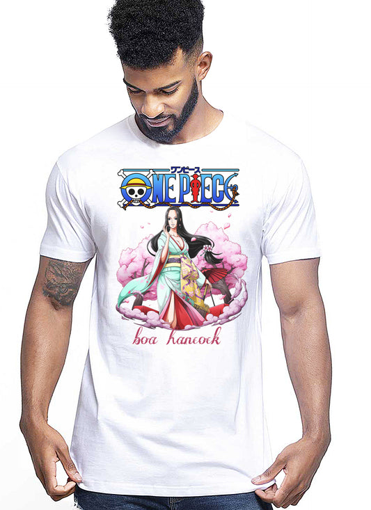 Of One Piece Boa Hancock Manga Anime Fumetti 6018-52 T-shirt Urban Men Uomo 100% Cotone Pettinato JK