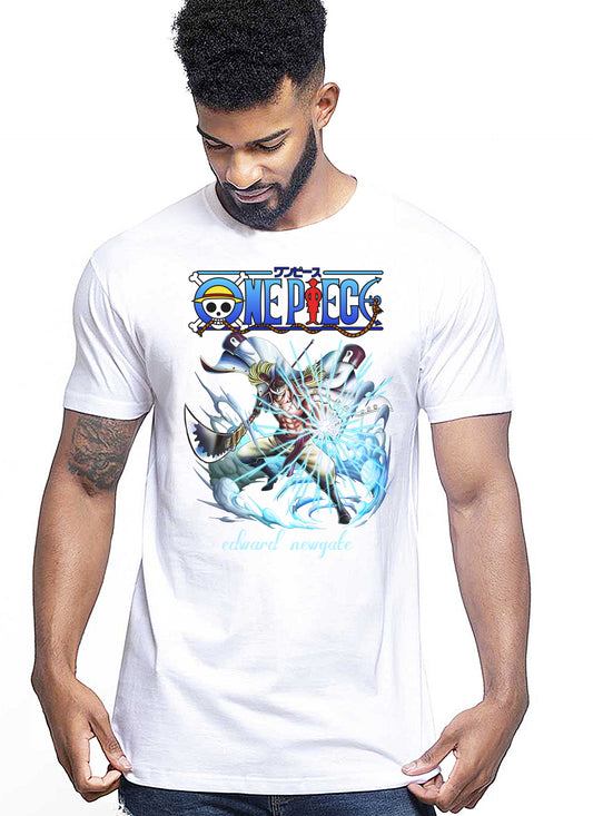 Of One Piece Edward Newgale Manga Anime Fumetti 6018-56 T-shirt Urban Men Uomo 100% Cotone Pettinato JK