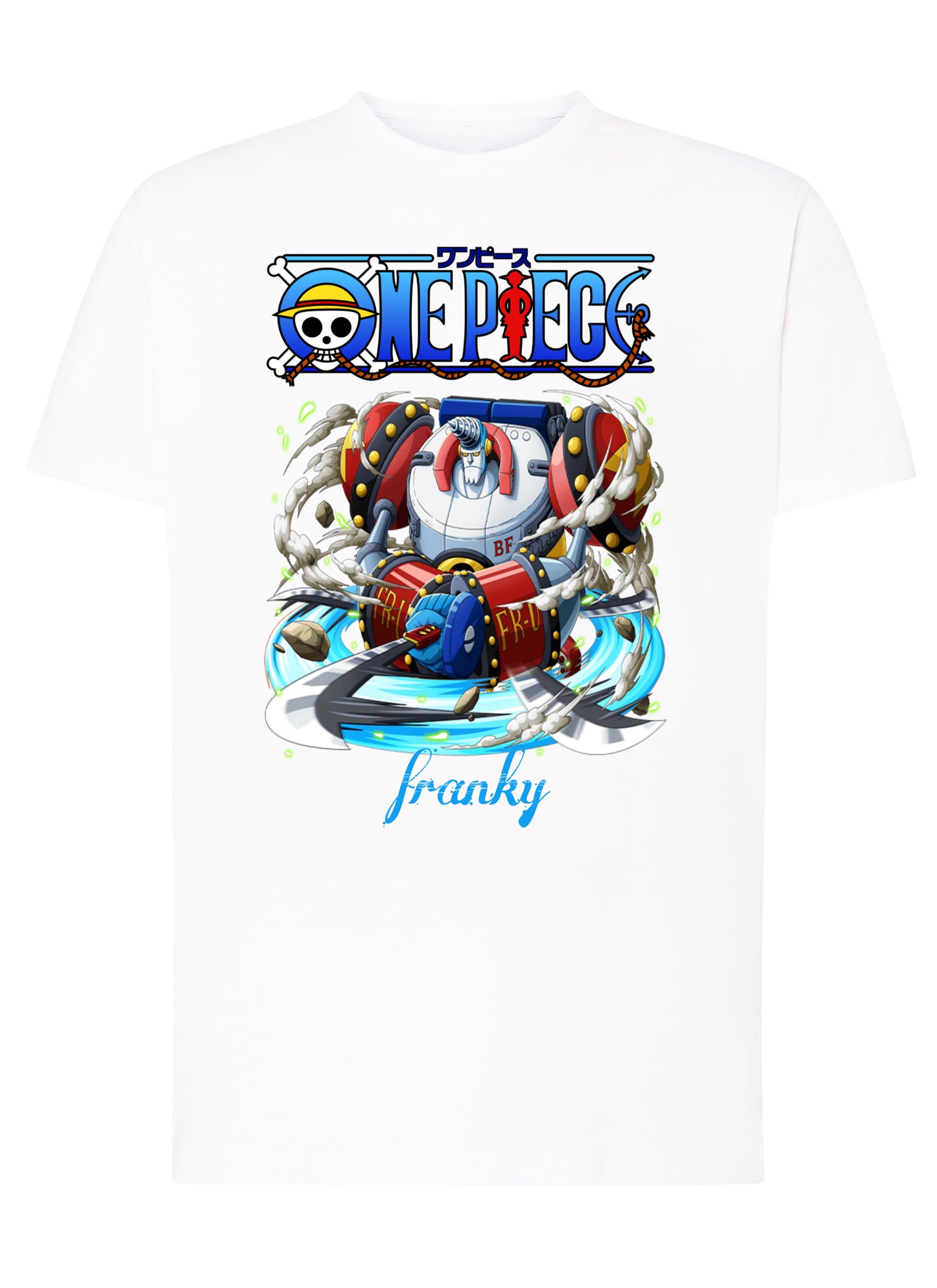 Of One Piece Franky Manga Anime Fumetti 6018-57 T-shirt Urban Men Uomo 100% Cotone Pettinato JK