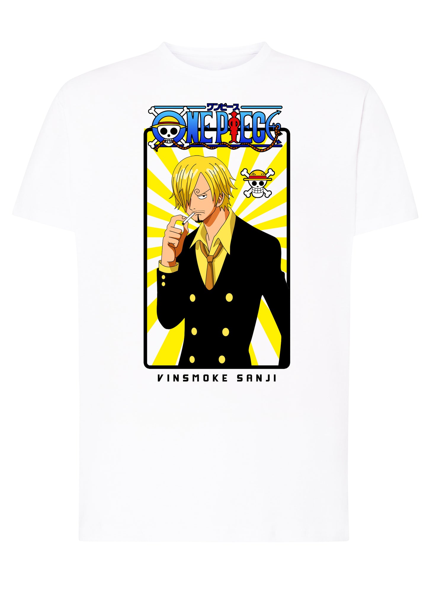 Of One Piece Sanji Quad Manga Anime Fumetti 6018-60 T-shirt Urban Men Uomo 100% Cotone Pettinato JK