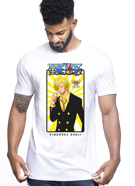 Of One Piece Sanji Quad Manga Anime Fumetti 6018-60 T-shirt Urban Men Uomo 100% Cotone Pettinato JK