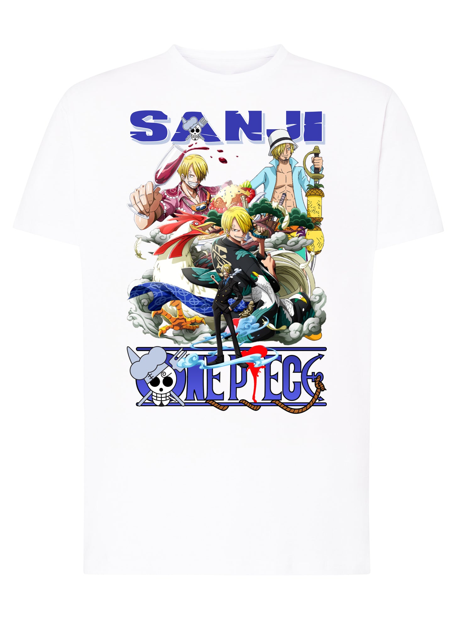 Of One Piece Sanji Manga Anime Fumetti 6018-61 T-shirt Urban Men Uomo 100% Cotone Pettinato JK