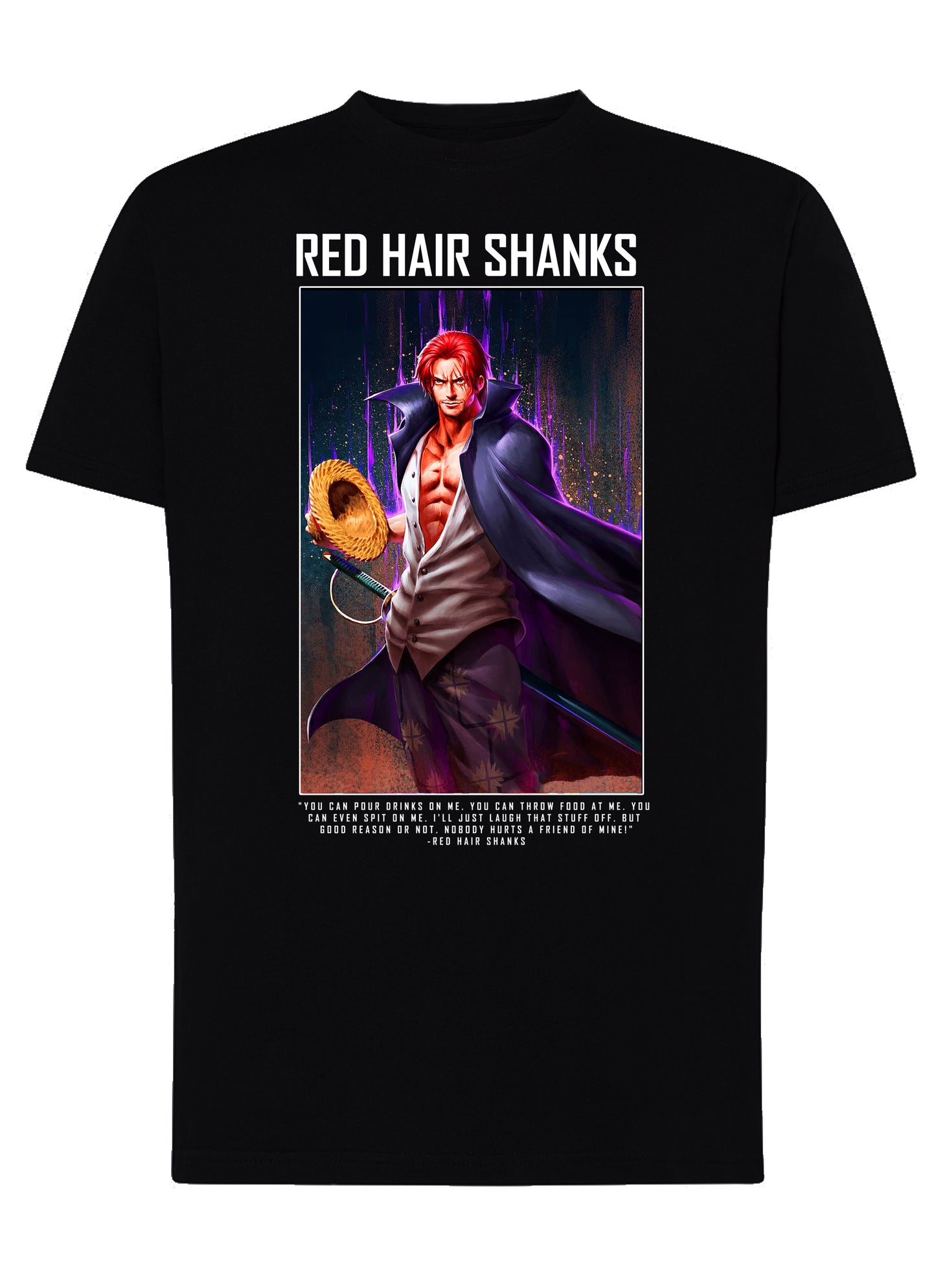 Of One Piece Red Hair Shanks Anime Manga Fumetti 6018-62 T-shirt Urban Men Uomo 100% Cotone Pettinato JK