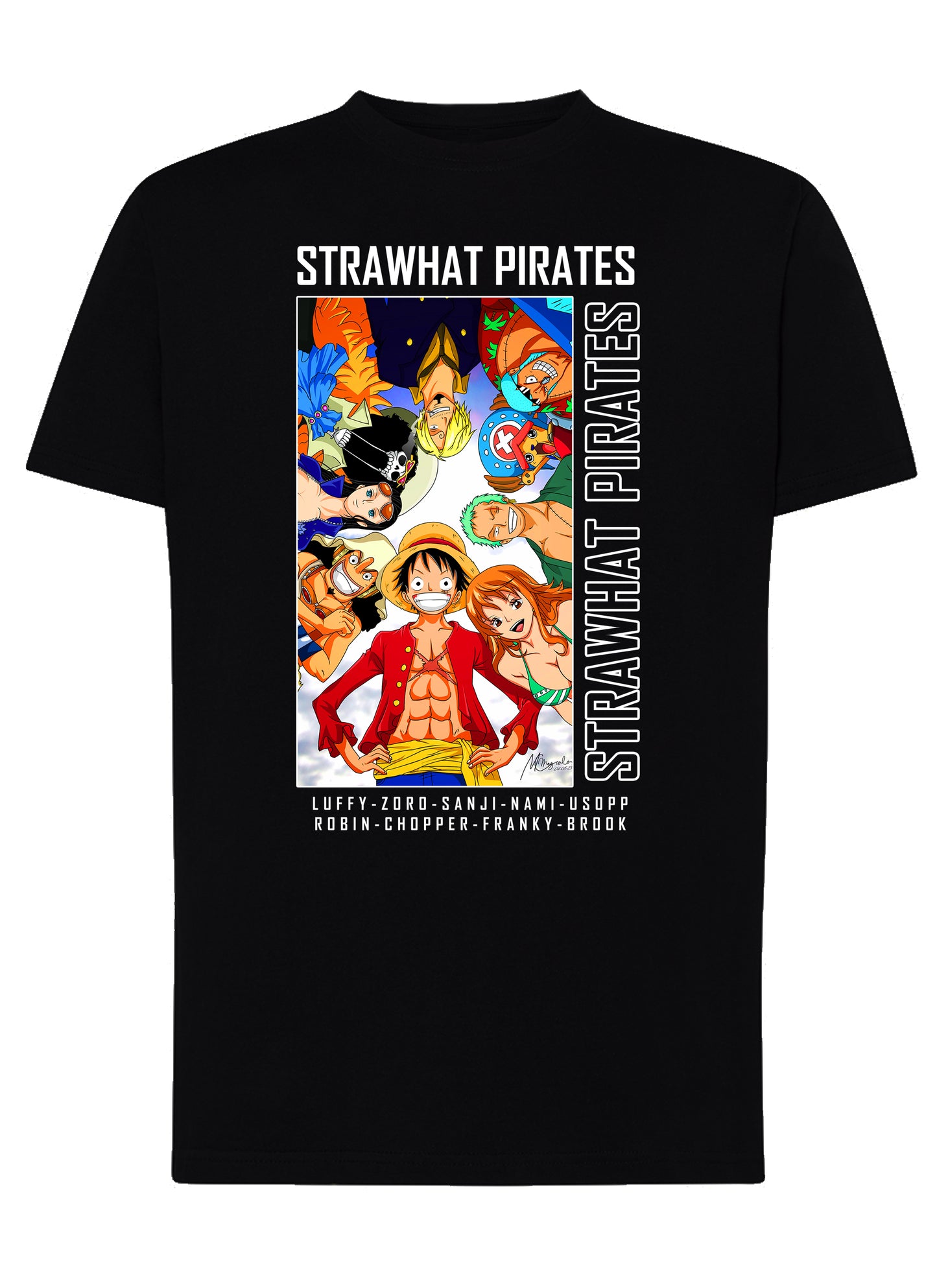 Of One Piece Strawhat Pirates Anime Manga Fumetti 6018-65 T-shirt Urban Men Uomo 100% Cotone Pettinato JK