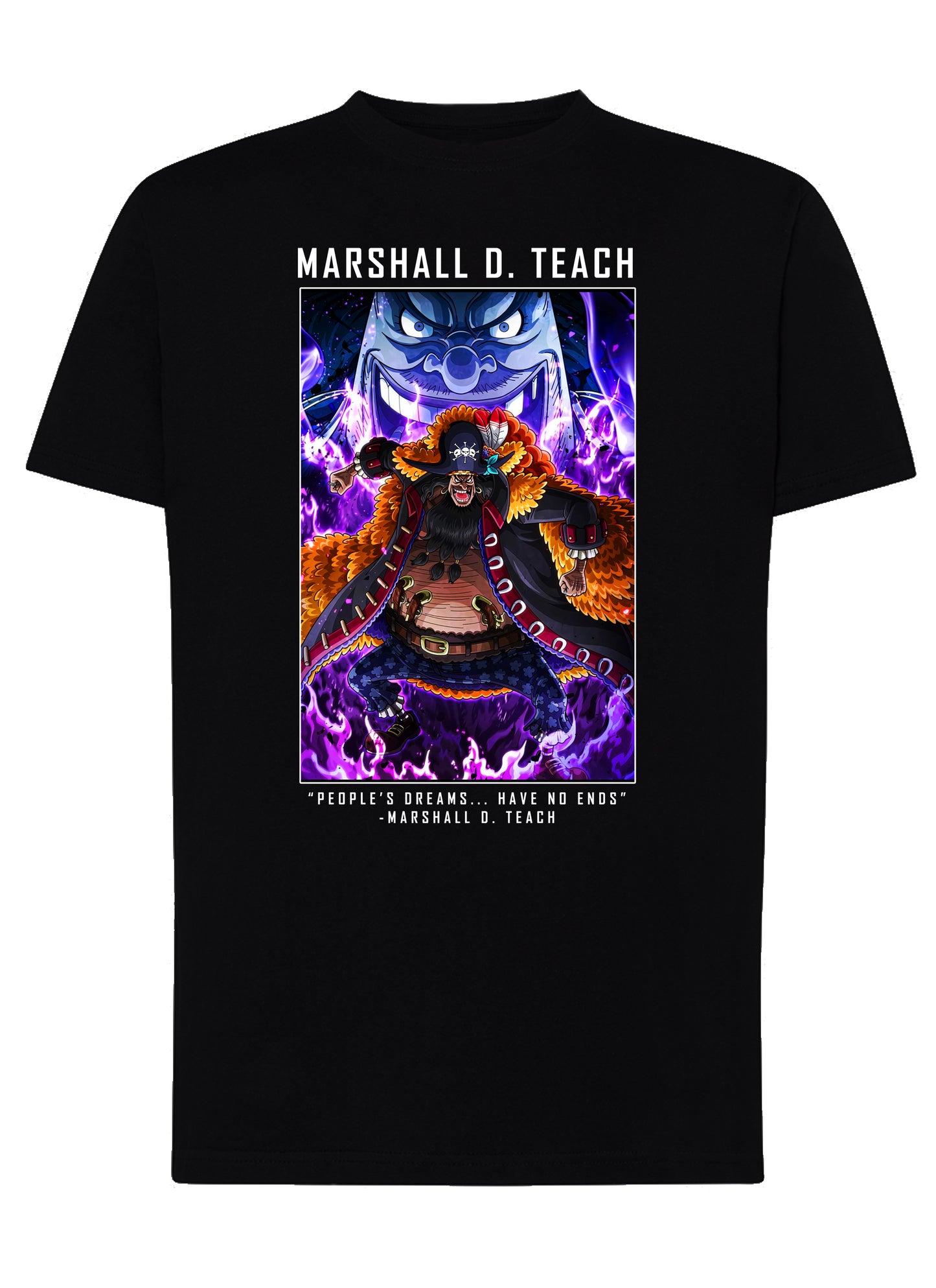 Of One Piece Marshall Teach Anime Manga Fumetti 6018-66 T-shirt Urban Men Uomo 100% Cotone Pettinato JK