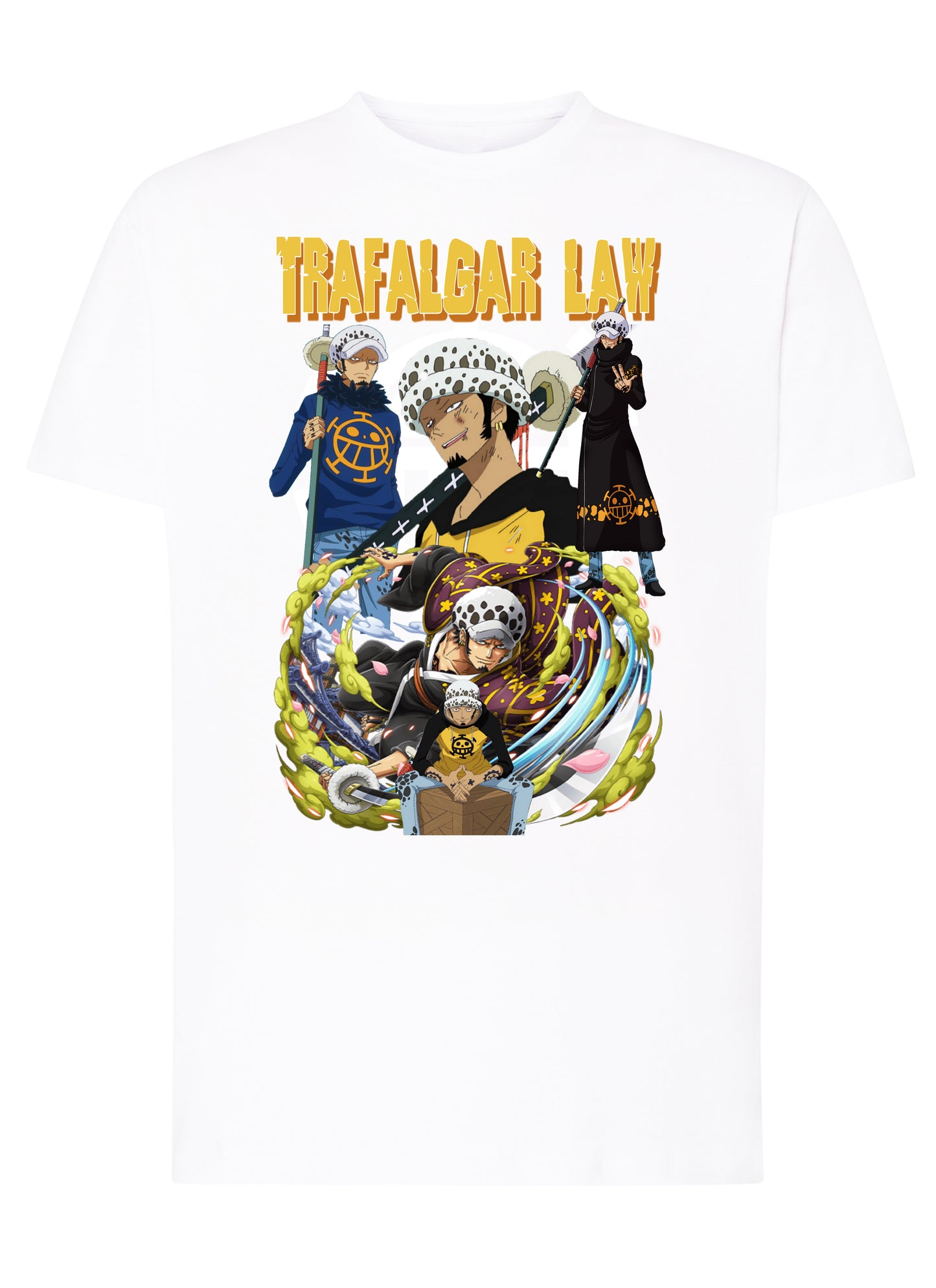 Of One Piece trafalgar Manga Anime Fumetti 6018-67 T-shirt Urban Men Uomo 100% Cotone Pettinato JK