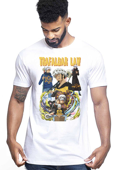 Of One Piece trafalgar Manga Anime Fumetti 6018-67 T-shirt Urban Men Uomo 100% Cotone Pettinato JK