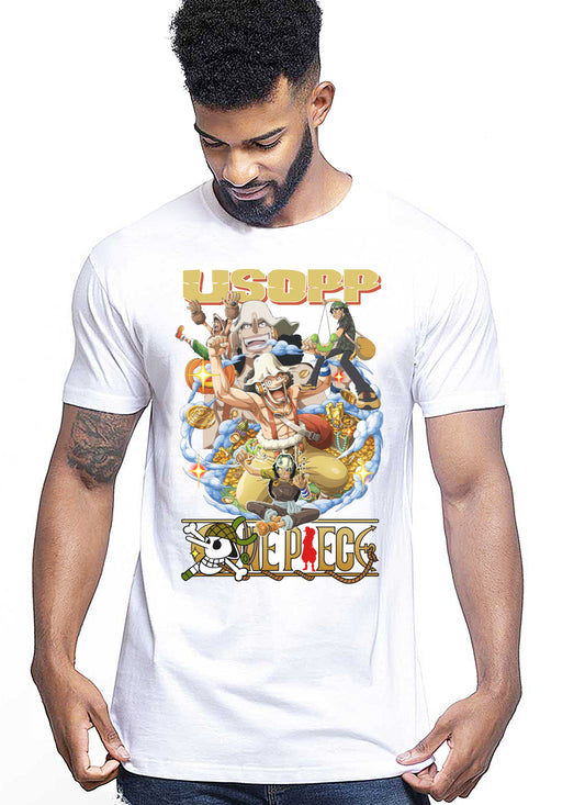 Of One Piece Usopp Manga Anime Fumetti 6018-69 T-shirt Urban Men Uomo 100% Cotone Pettinato JK