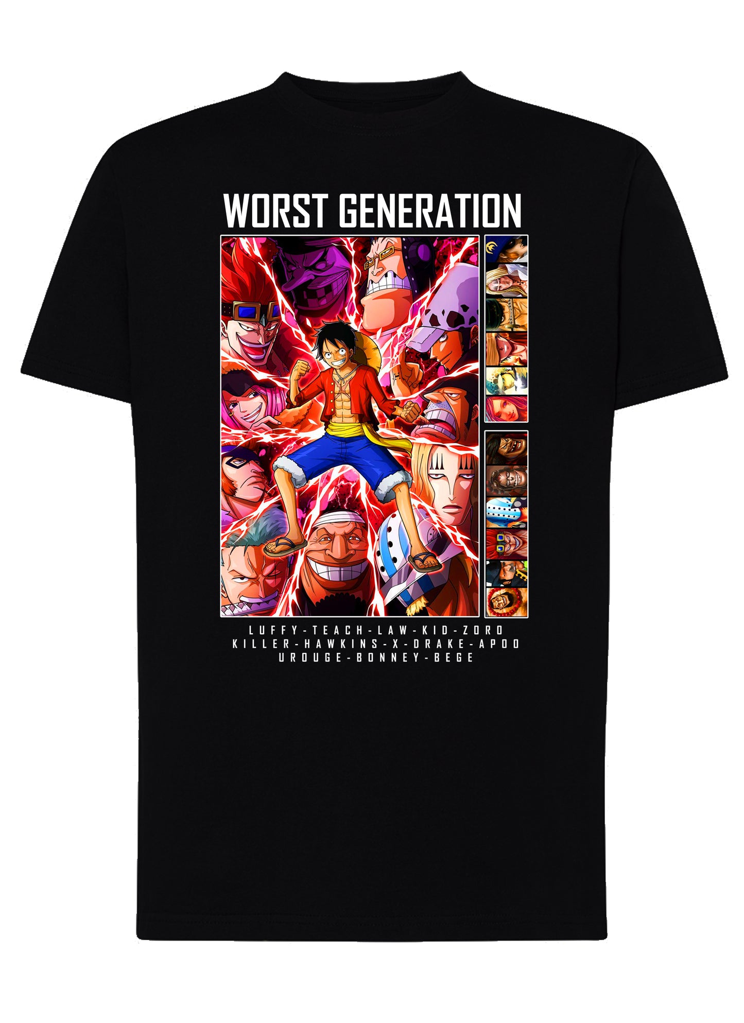 Of One Piece Worst Generation Anime Manga Fumetti 6018-71 T-shirt Urban Men Uomo 100% Cotone Pettinato JK