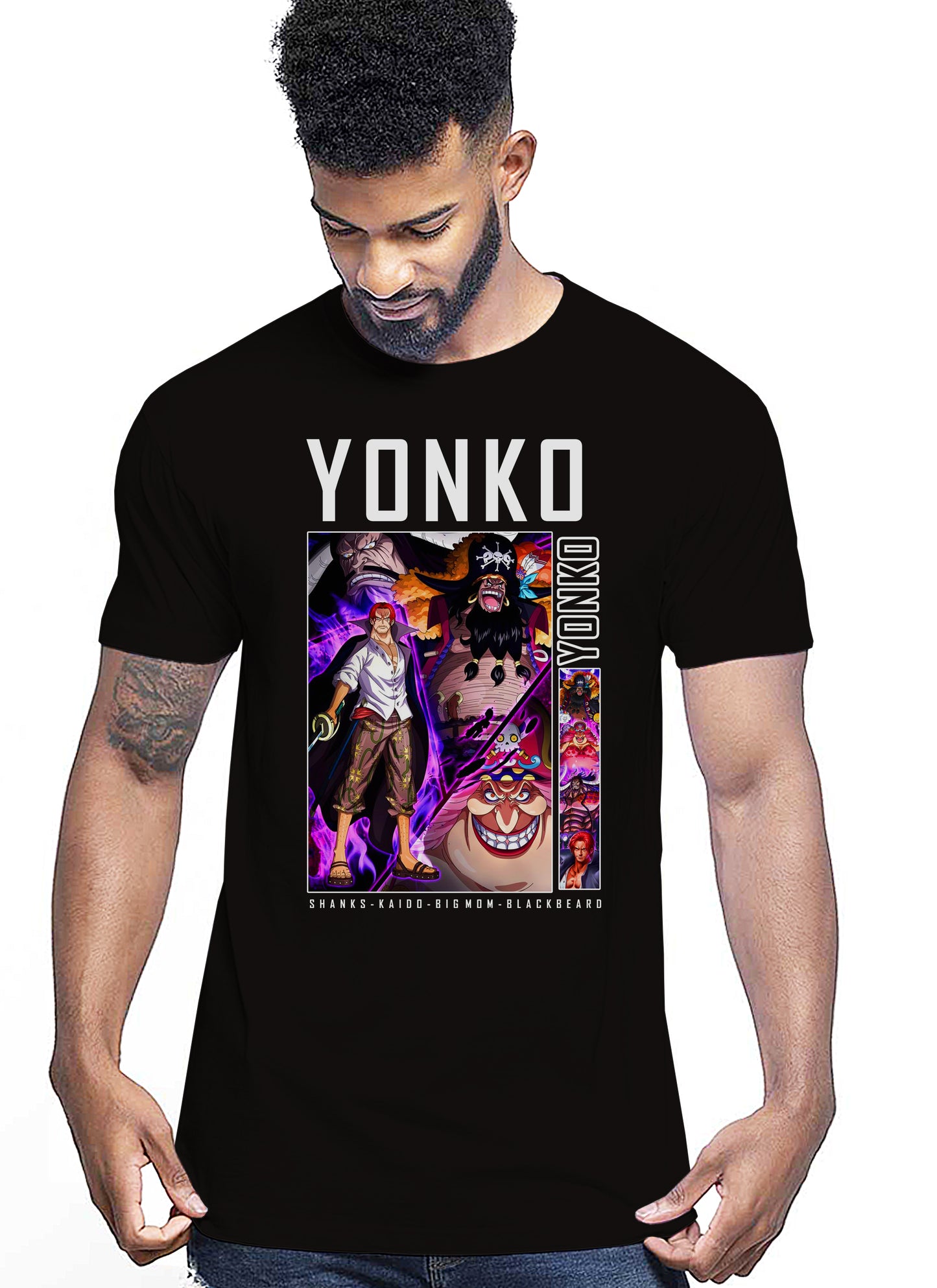 Of One Piece Yonko Manga Anime Fumetti 6018-72 T-shirt Urban Men Uomo 100% Cotone Pettinato JK