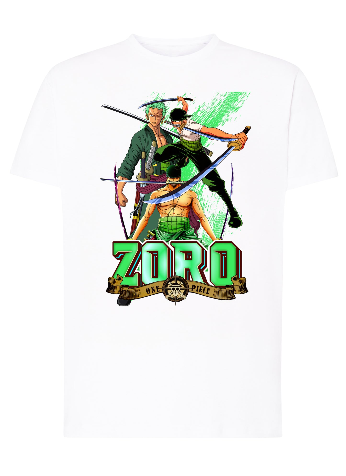 Of One Piece Zoro Manga Anime Fumetti 6018-73 T-shirt Urban Men Uomo 100% Cotone Pettinato JK