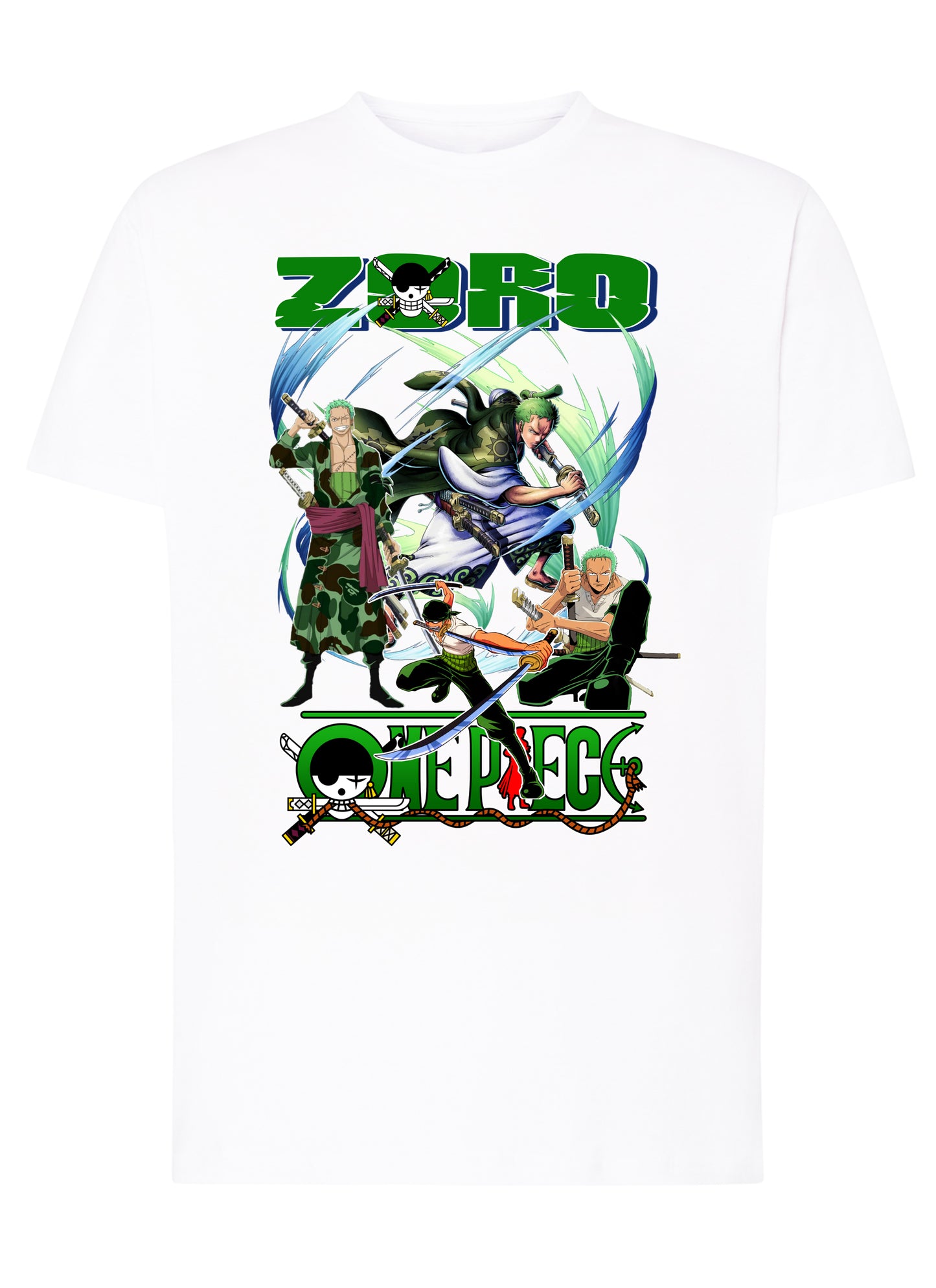 Of One Piece Zoro Manga Anime Fumetti 6018-75 T-shirt Urban Men Uomo 100% Cotone Pettinato JK