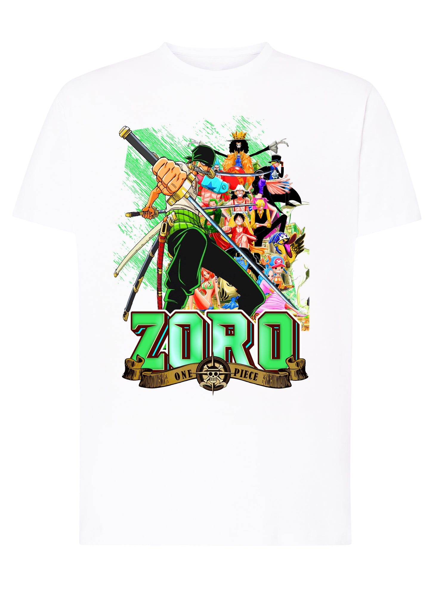 Of One Piece Zoro Manga Anime Fumetti 6018-76 T-shirt Urban Men Uomo 100% Cotone Pettinato JK