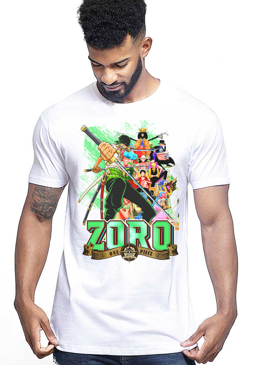 Of One Piece Zoro Manga Anime Fumetti 6018-76 T-shirt Urban Men Uomo 100% Cotone Pettinato JK