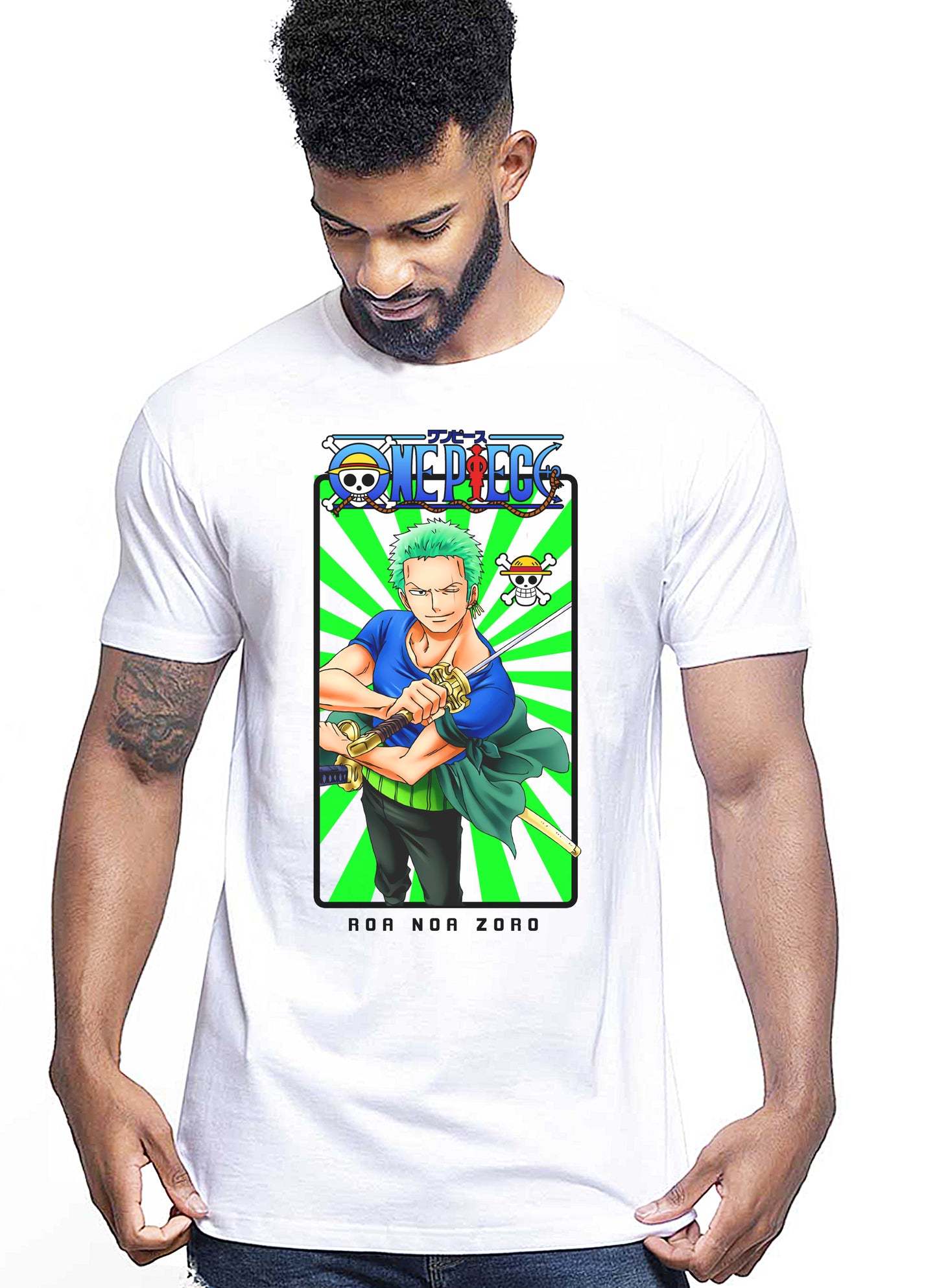 Of One Piece Zoro Manga Anime Fumetti 6018-77 T-shirt Urban Men Uomo 100% Cotone Pettinato JK