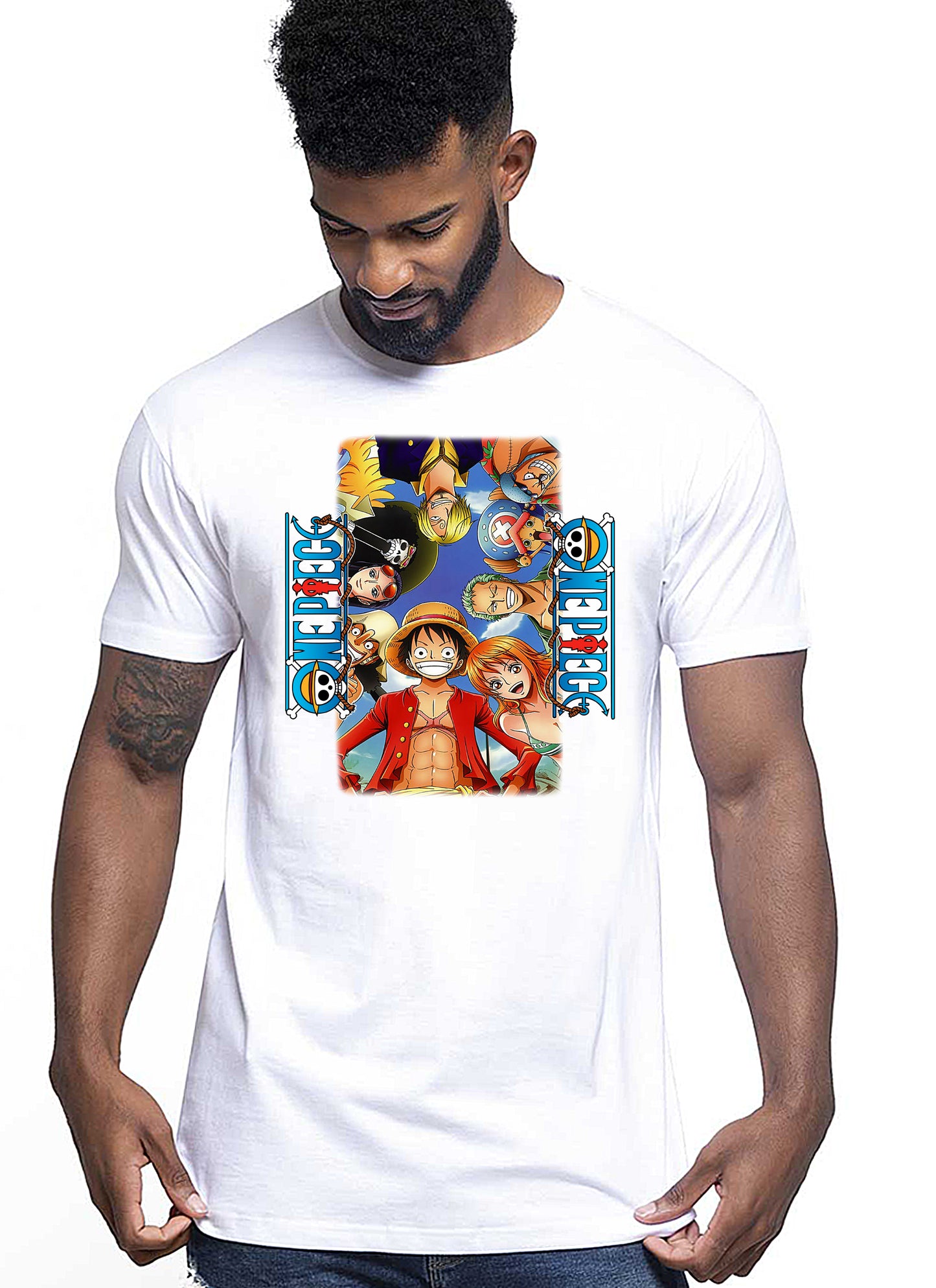 One Piece Manga Anime Fumetti 6018 T-shirt Urban Men Uomo 100% Cotone Pettinato JK