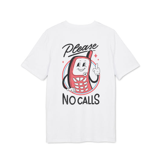 Please no Calls - Antisocial Retro - Premium Bio Unisex T-Shirt - Back Print-0