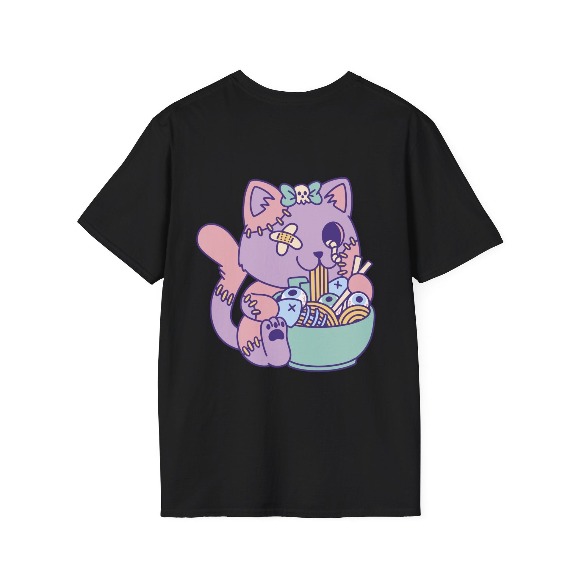 Goth Cat Ramen - Anime World - Unisex T-Shirt - Back Print-0
