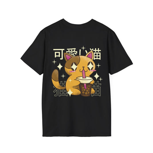 Cat Bubble Tea - Kawaii Character - Unisex T-Shirt - Back Print-0