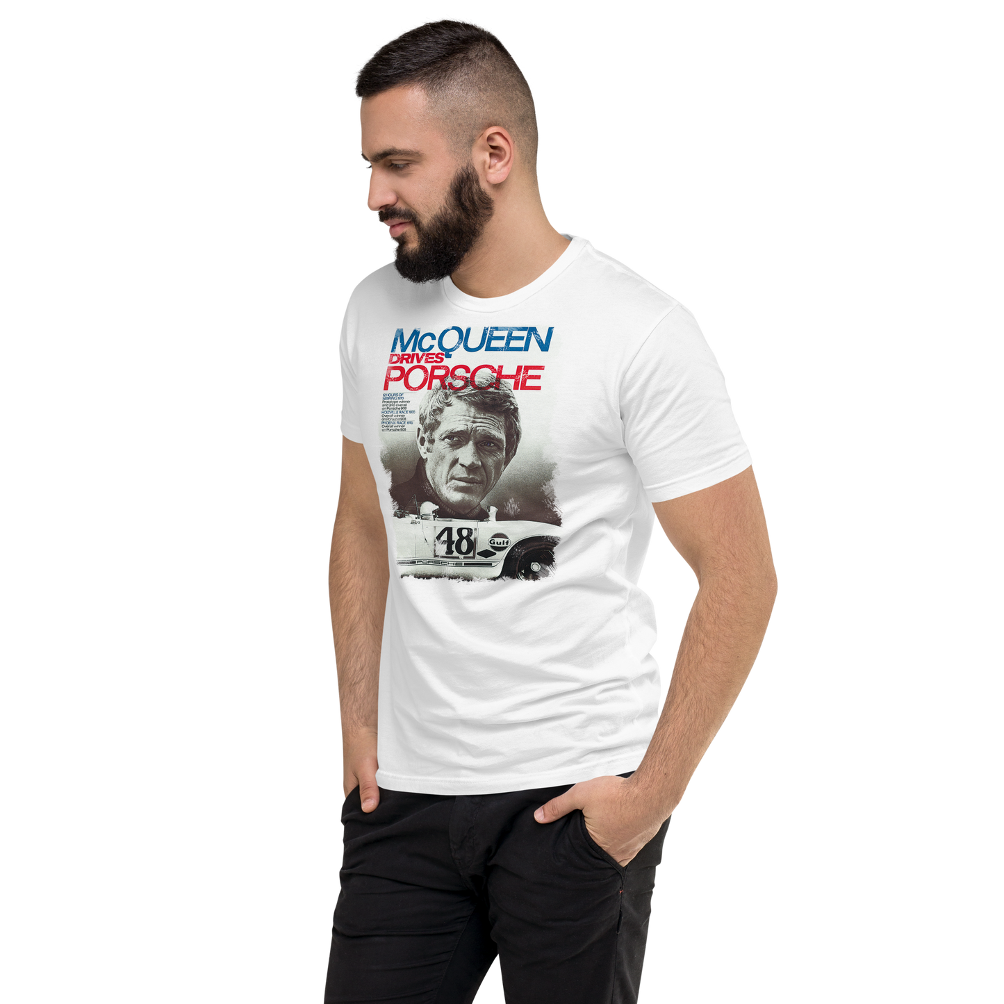 T-shirt Steve McQueen Drives Porsche - Stile Vintage Racing 11002-3
