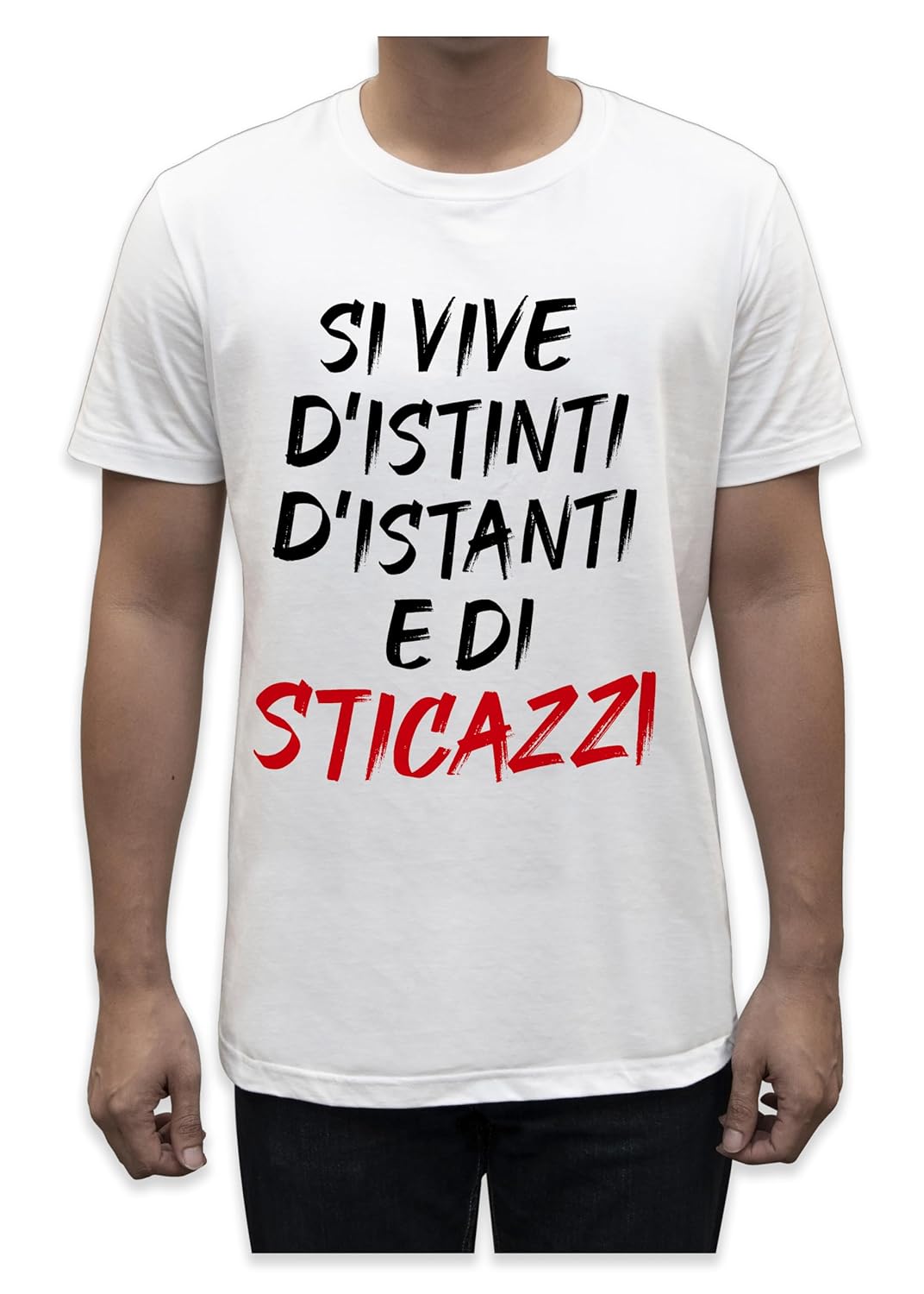Unisex T-Shirt Short Sleeve T-Shirt with Funny Phrases Funny Joke Funny Print (M, St Oca ZZO STOCAZZO STOCAZZO SIMPATICA REBUS)