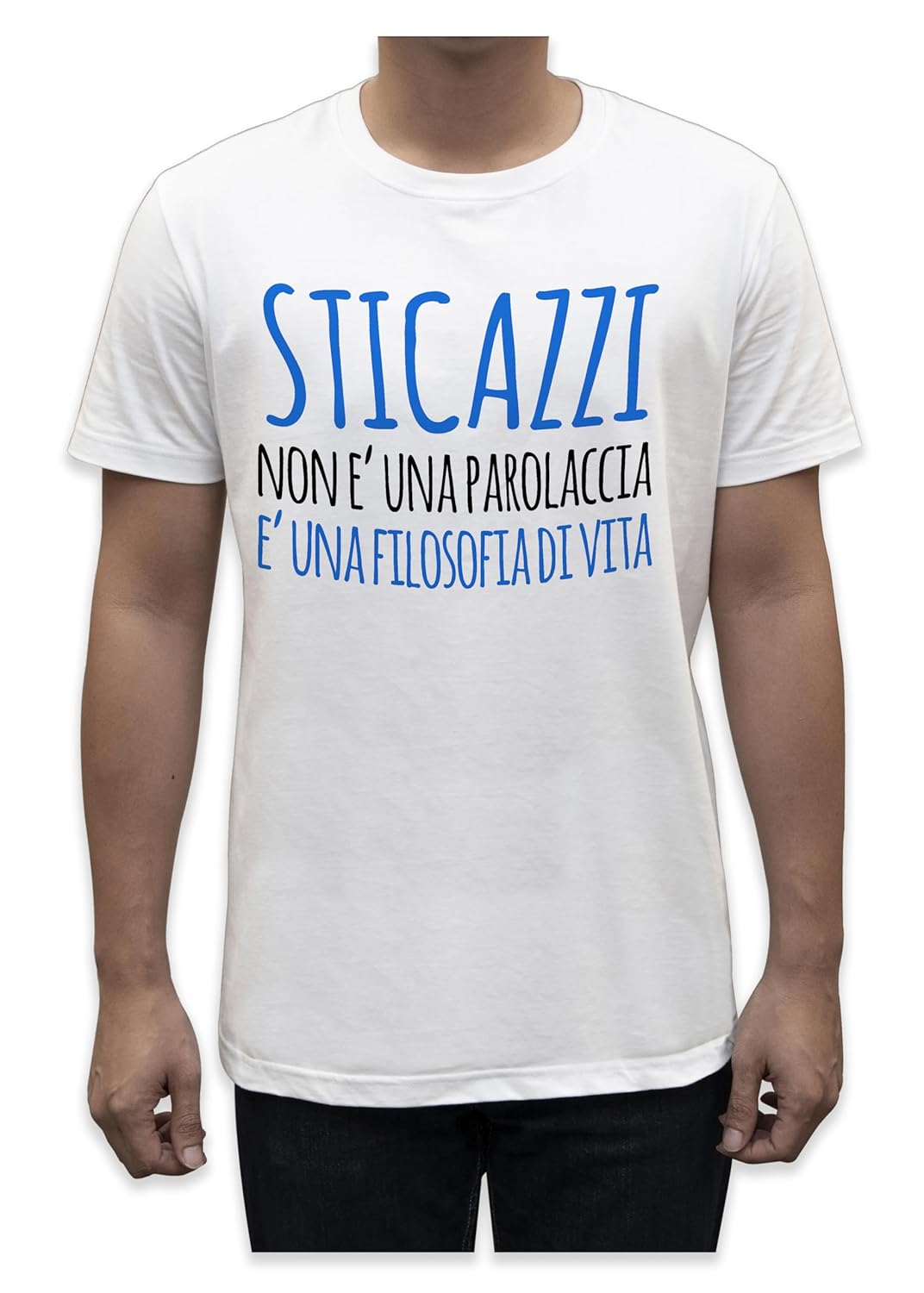Unisex T-Shirt Short Sleeve T-Shirt with Funny Phrases Funny Joke Funny Print (M, St Oca ZZO STOCAZZO STOCAZZO SIMPATICA REBUS)