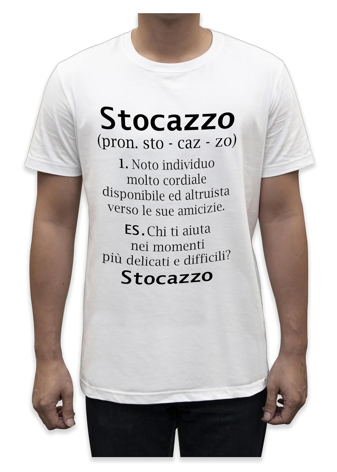 Unisex T-Shirt Short Sleeve T-Shirt with Funny Phrases Funny Joke Funny Print (M, St Oca ZZO STOCAZZO STOCAZZO SIMPATICA REBUS)