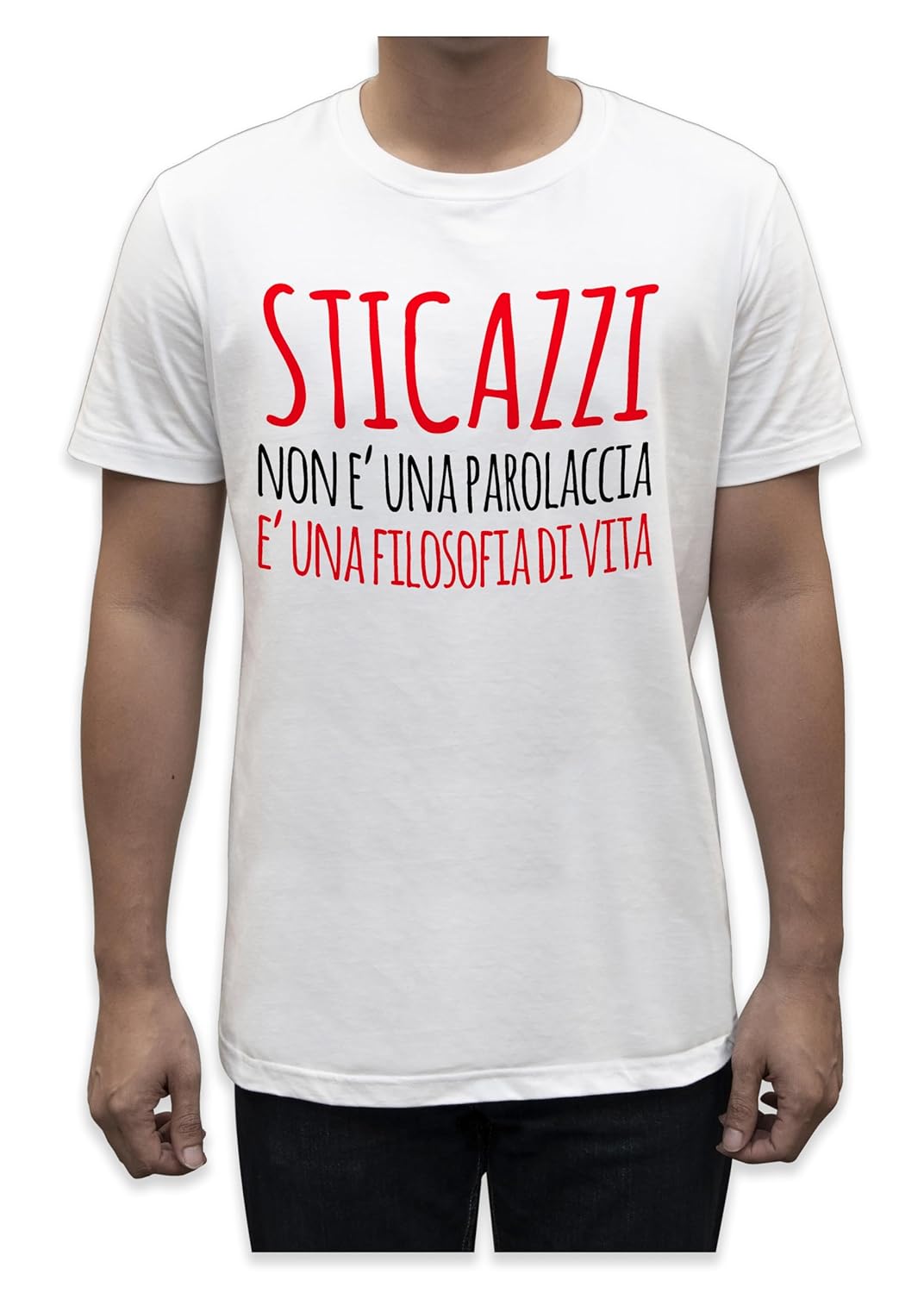 Unisex T-Shirt Short Sleeve T-Shirt with Funny Phrases Funny Joke Funny Print (M, St Oca ZZO STOCAZZO STOCAZZO SIMPATICA REBUS)