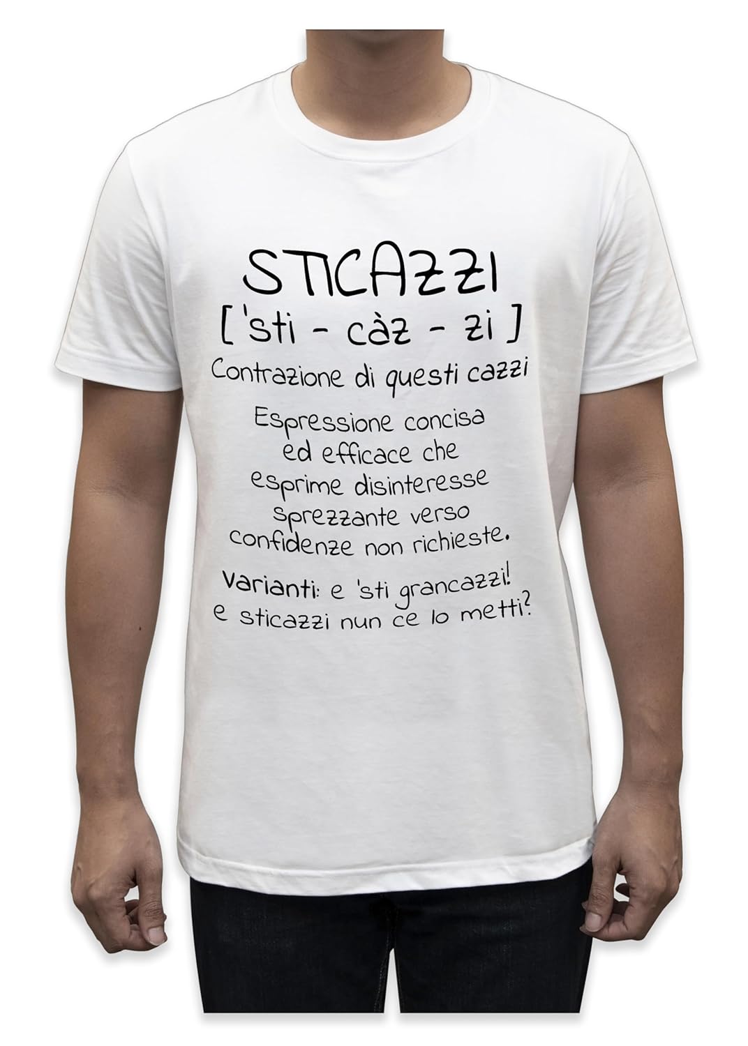 Unisex T-Shirt Short Sleeve T-Shirt with Funny Phrases Funny Joke Funny Print (M, St Oca ZZO STOCAZZO STOCAZZO SIMPATICA REBUS)