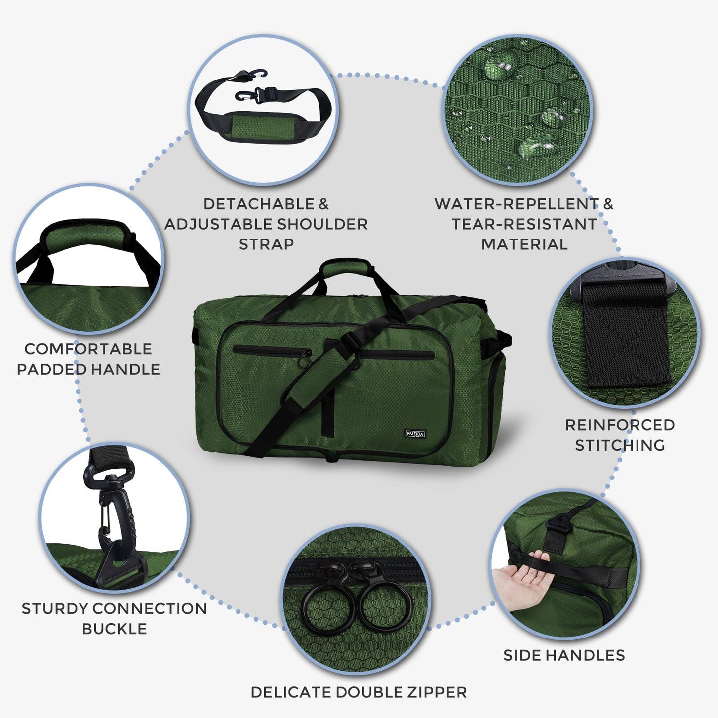 Fmeida 65L Unisex Adult Travel Duffel Bag, Large Gym Bag with Shoe Compartment and Shoulder Strap, Waterproof Duffel Bag Sports Bag, Black, Duffel bag with shoe compartment - STREET STYLE