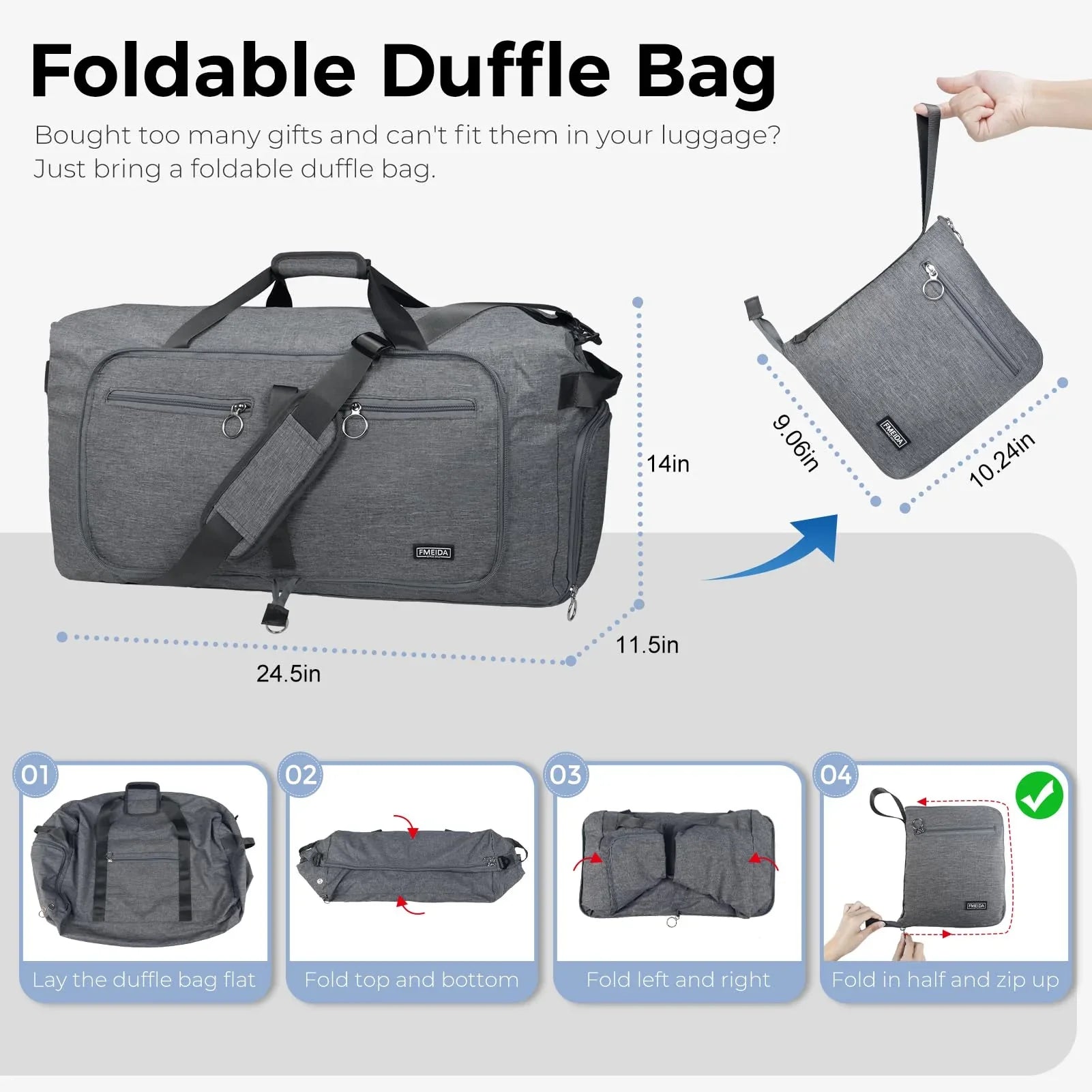 Fmeida 65L Unisex Adult Travel Duffel Bag, Large Gym Bag with Shoe Compartment and Shoulder Strap, Waterproof Duffel Bag Sports Bag, Black, Duffel bag with shoe compartment - STREET STYLE