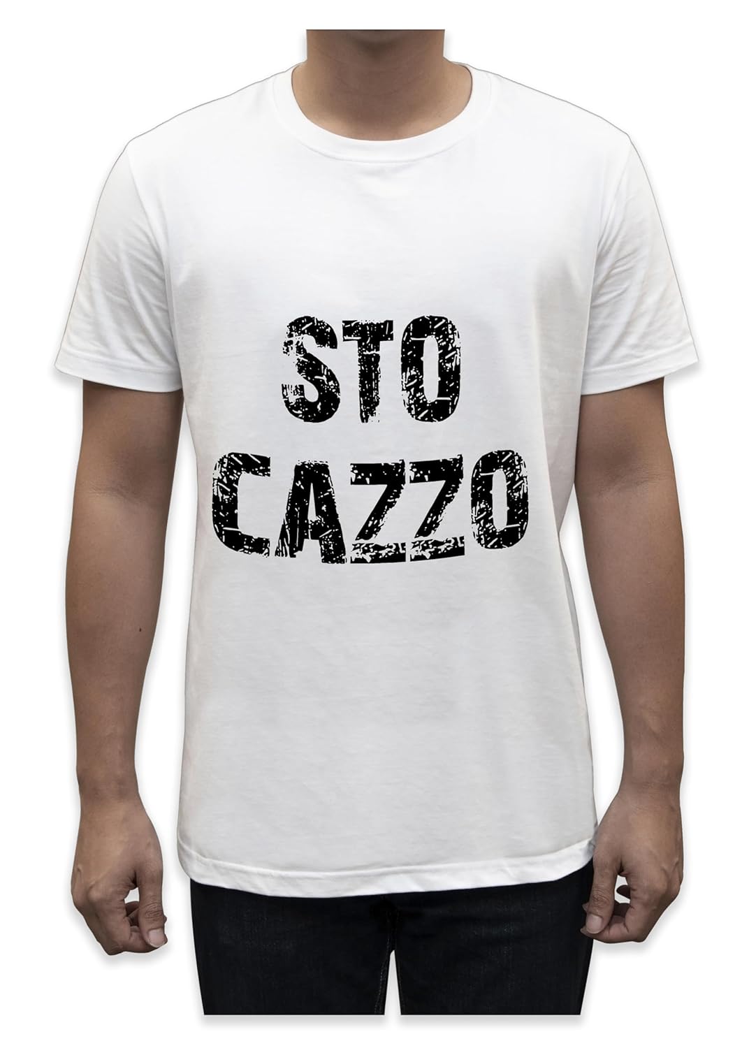 Unisex T-Shirt Short Sleeve T-Shirt with Funny Phrases Funny Joke Funny Print (M, St Oca ZZO STOCAZZO STOCAZZO SIMPATICA REBUS)