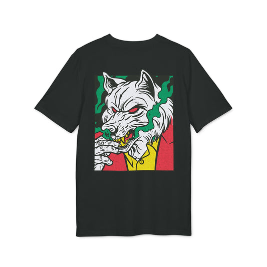 Smoking Wolf - Comic Mafia - Premium Bio Unisex T-Shirt - Back Print-0