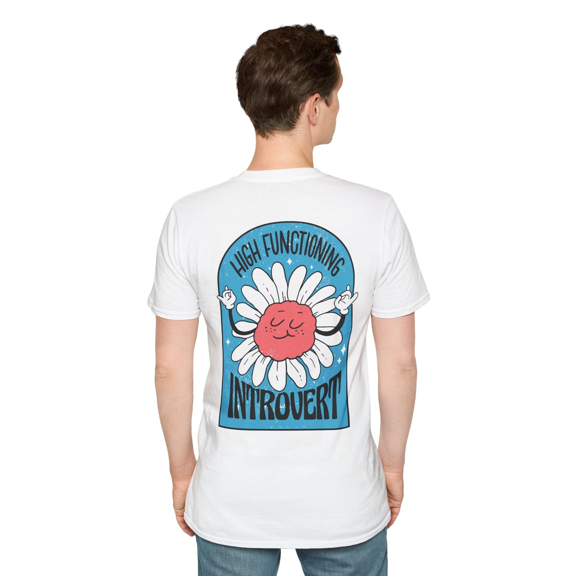 High functioning introvert - Antisocial Retro - Unisex T-Shirt - Back Print-4