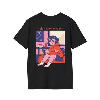 Life is a fucking Game - Cozy at Home - Unisex T-Shirt - Back Print-0