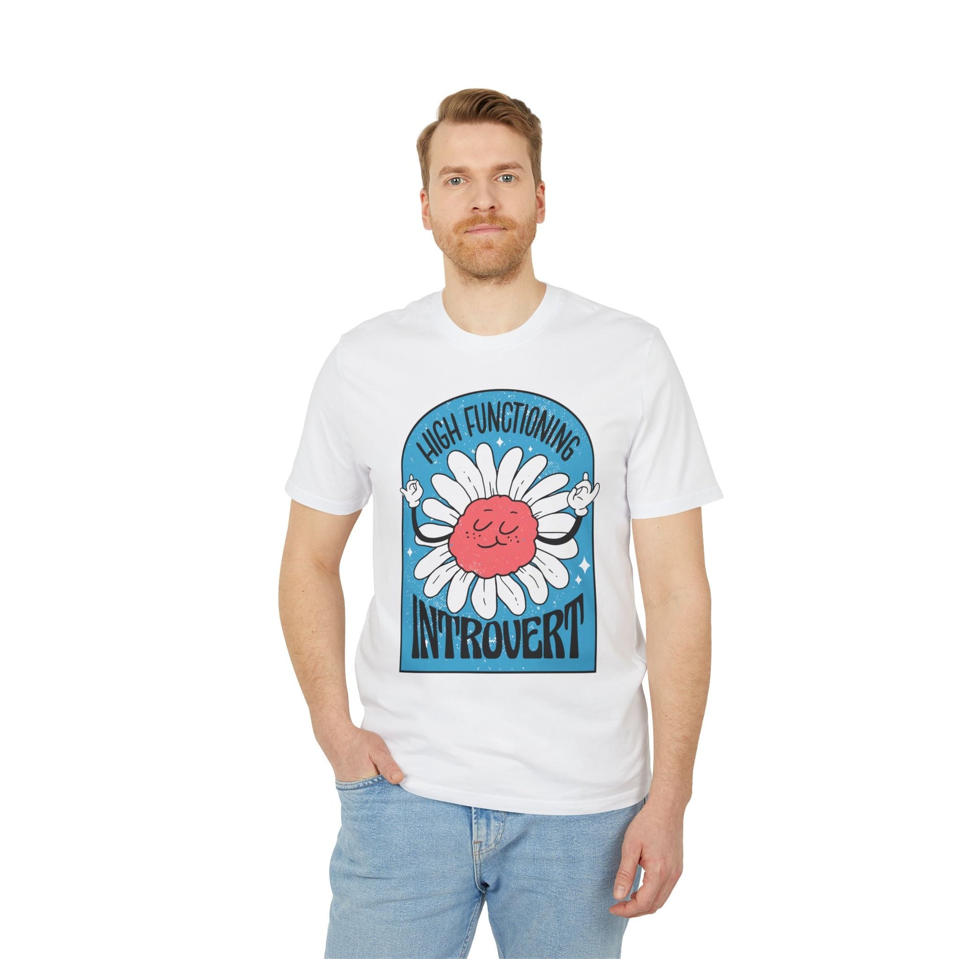 High functioning introvert - Antisocial Retro - Premium Bio Unisex T-Shirt - Front Print-4