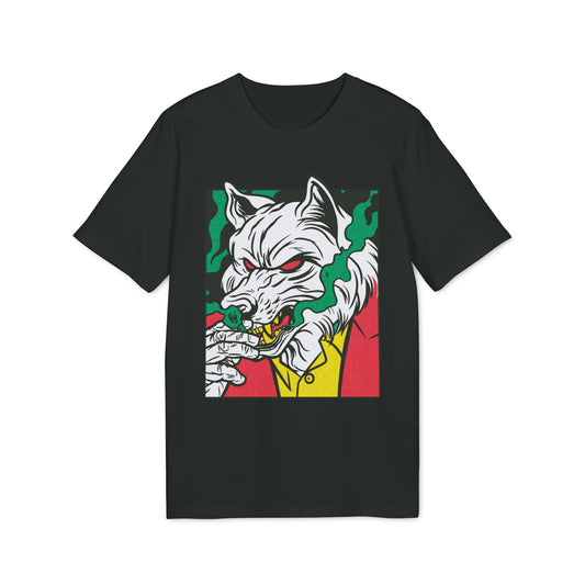 Smoking Wolf - Comic Mafia - Premium Bio Unisex T-Shirt - Front Print-0