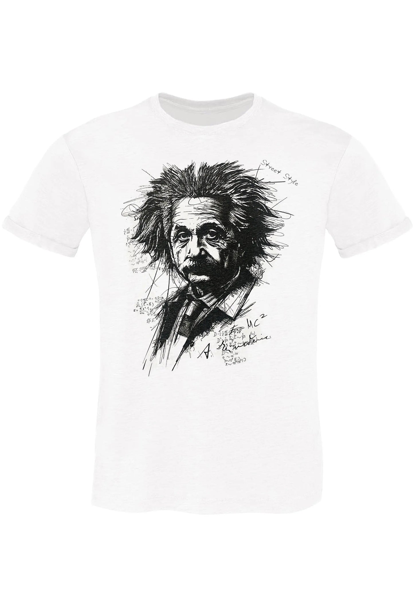 Albert Einstein Genio Stile Grafico 18-84-4 Urban Slub Men Uomo 100% Cotone Fiammato BS STREET STYLE