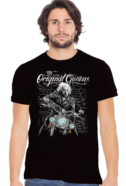 Albert Einstein Original Genius tattoo Motore 2075-8 t-shirt Urban Slub Men Uomo 100% Cotone Fiammato BS STREET STYLE