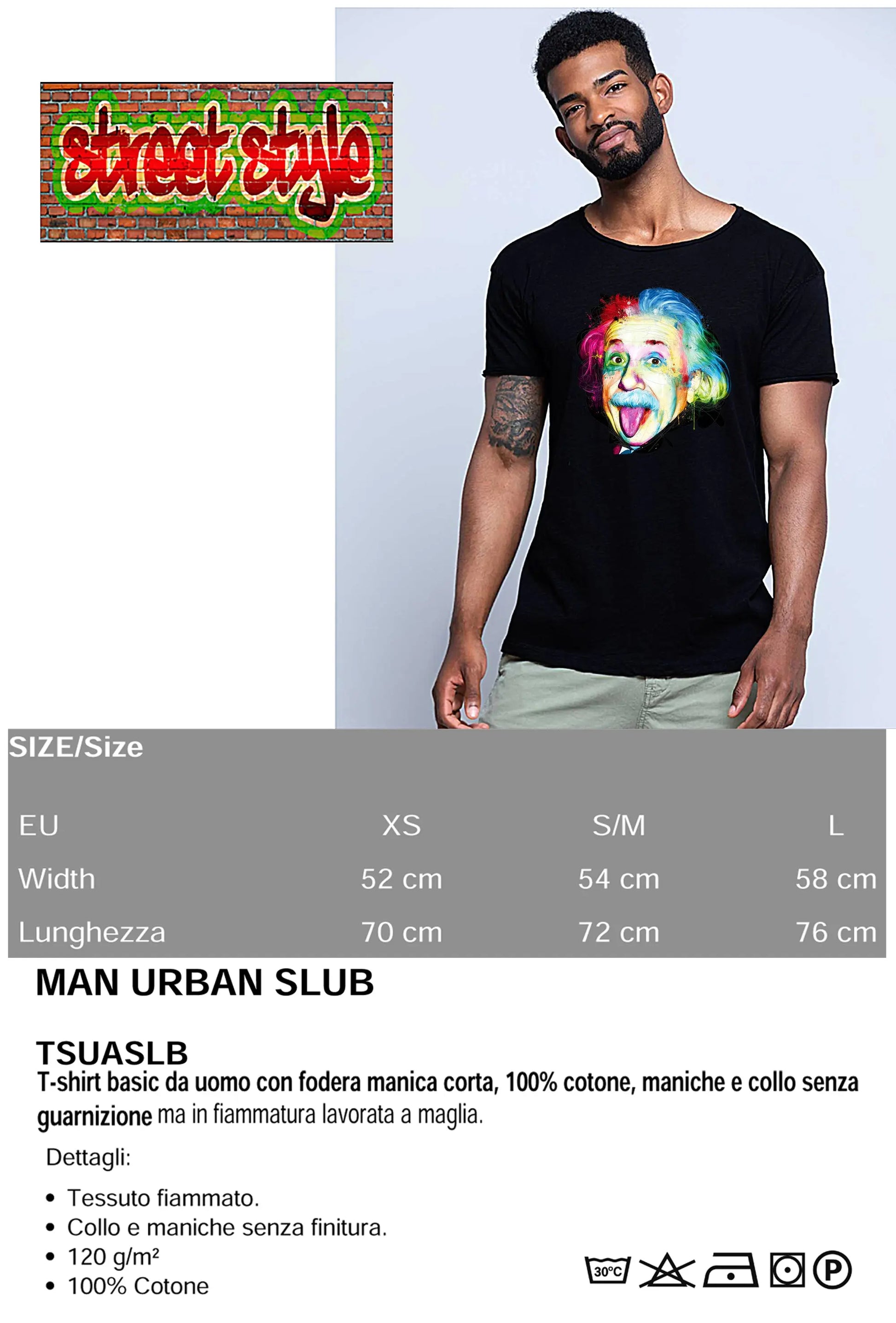 Albert Einstein The Legend Stilizzato Color Fisico 18-20-72 T-shirt Urban Slub Men Uomo 100% Cotone Fiammato JK STREET STYLE