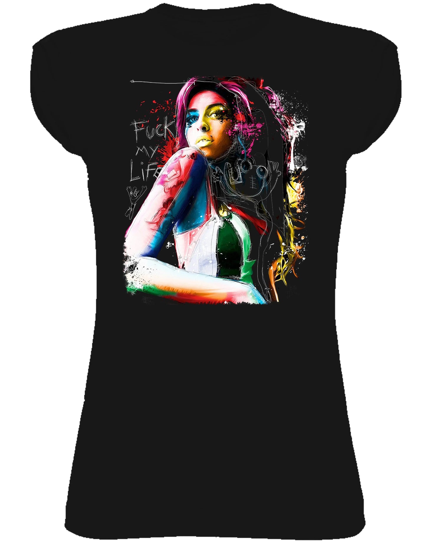 Amy Winehouse The Legend Soggetto Cantante 18-20-25 Moda Urban Slub Lady Donna 100% Cotone Fiammato BS STREET STYLE