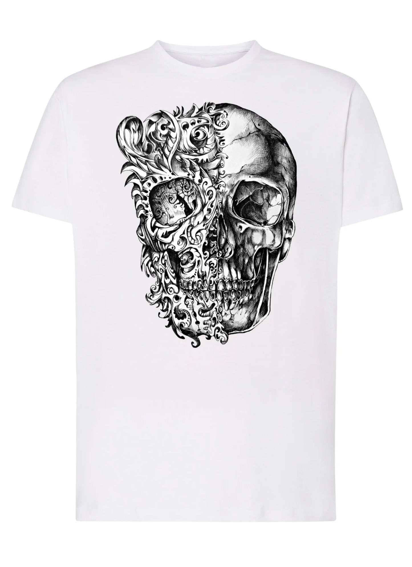 Artskull Floreal Skull Zombi Tattoo 9016 T-shirt Urban Men Uomo 100% Cotone Pettinato JK STREET STYLE