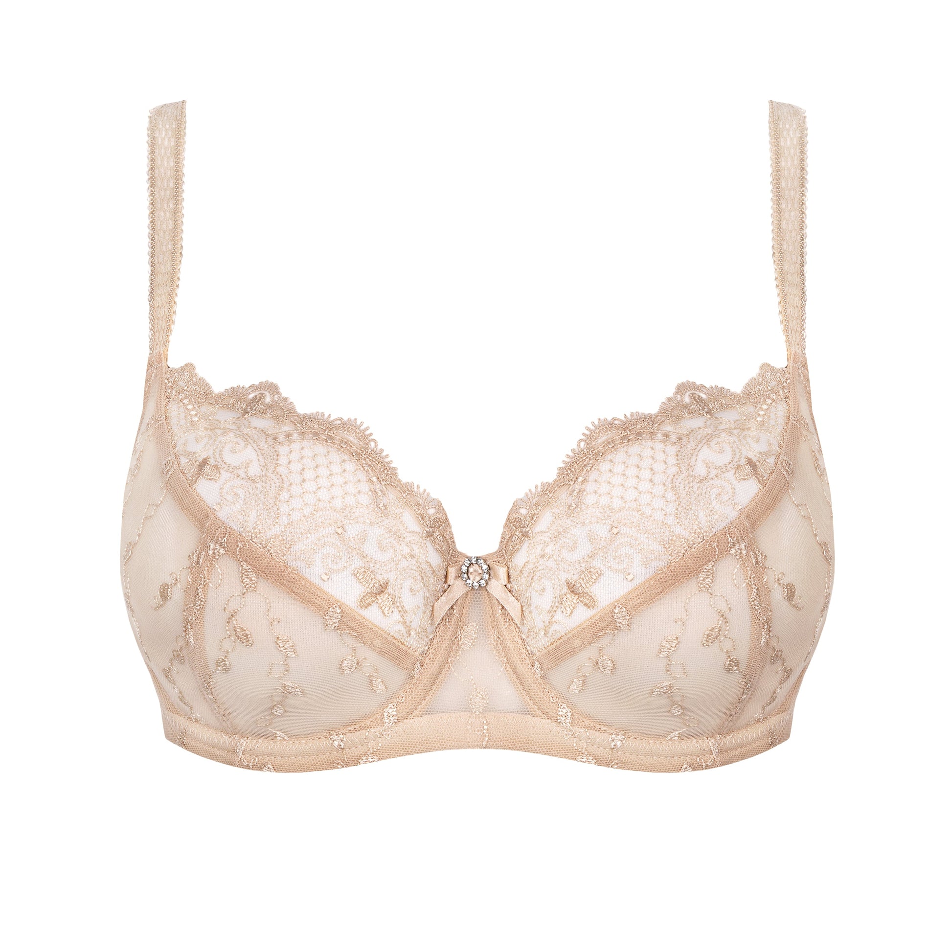 Sheer Lace Full Figure Bra Aurora Beige-3