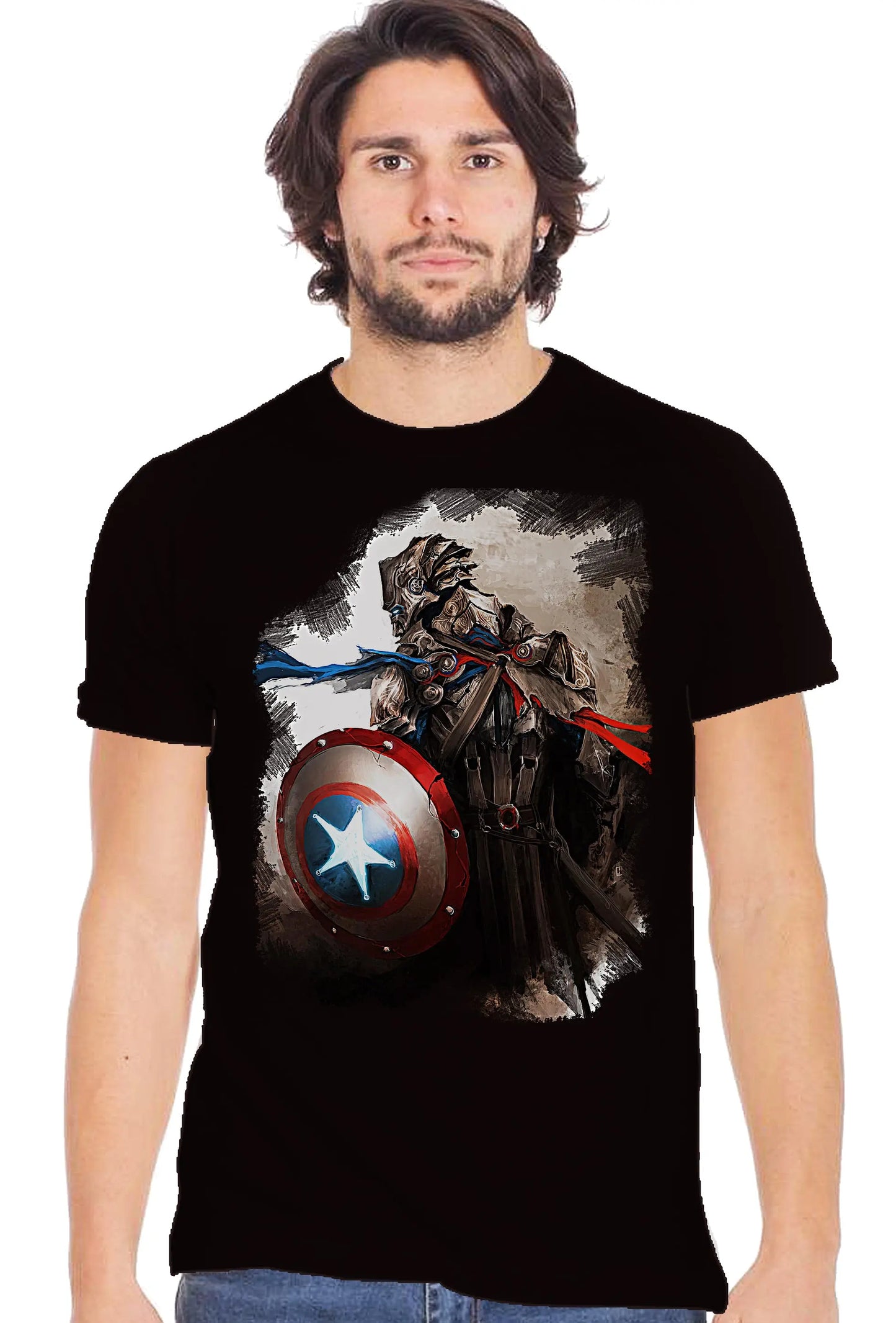 Avengers Captain America Thedurrian Cartoon 2082-2 Urban Slub Men Uomo 100% Cotone Fiammato BS STREET STYLE