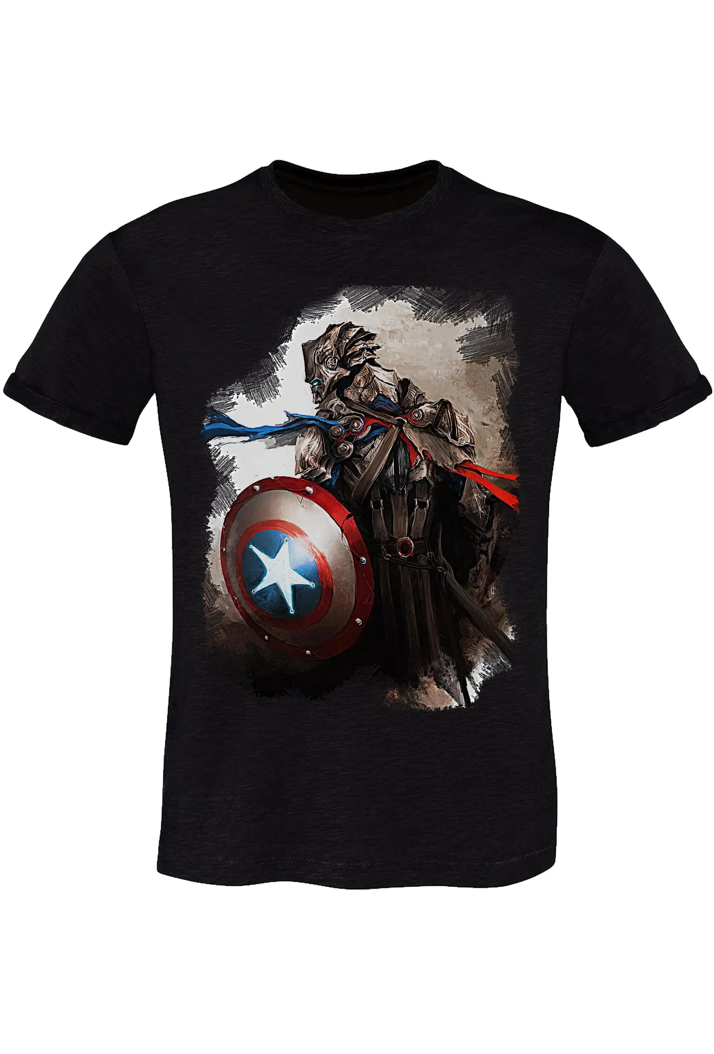 Avengers Captain America Thedurrian Cartoon 2082-2 Urban Slub Men Uomo 100% Cotone Fiammato BS STREET STYLE