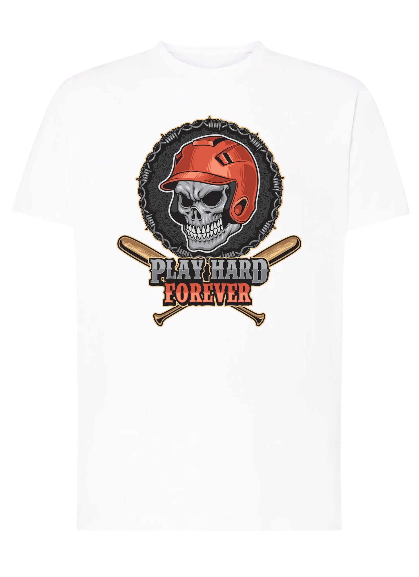 Baseball Skull Motor Tattoo 9052 T-shirt Urban Men Uomo 100% Cotone Pettinato JK STREET STYLE