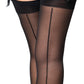 Elegant Back Seam Sheer Thigh Stockings Gorteks 20 Den Black - STREET STYLE
