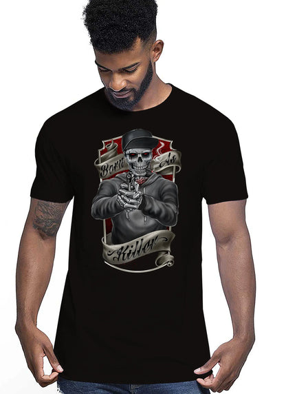 Born As Killer Motor Tattoo 9040 T-shirt Urban Men Uomo 100% Cotone Pettinato JK STREET STYLE