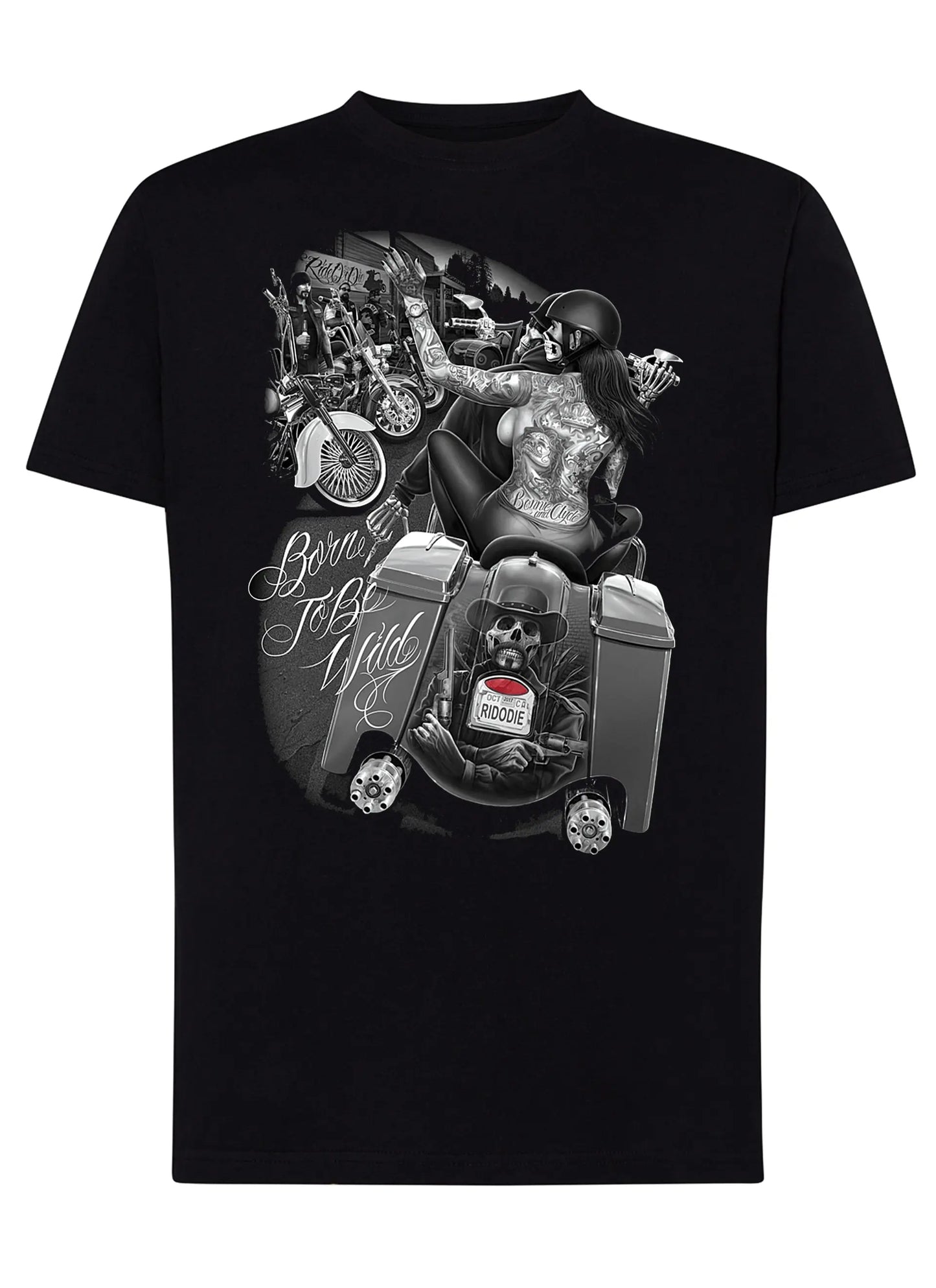 Born To be Wild Skull Motor Tattoo 9050-19 T-shirt Urban Men Uomo 100% Cotone Pettinato JK STREET STYLE